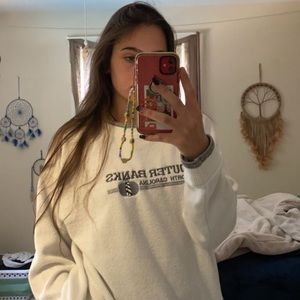 Vintage white Outer banks fleece crewneck